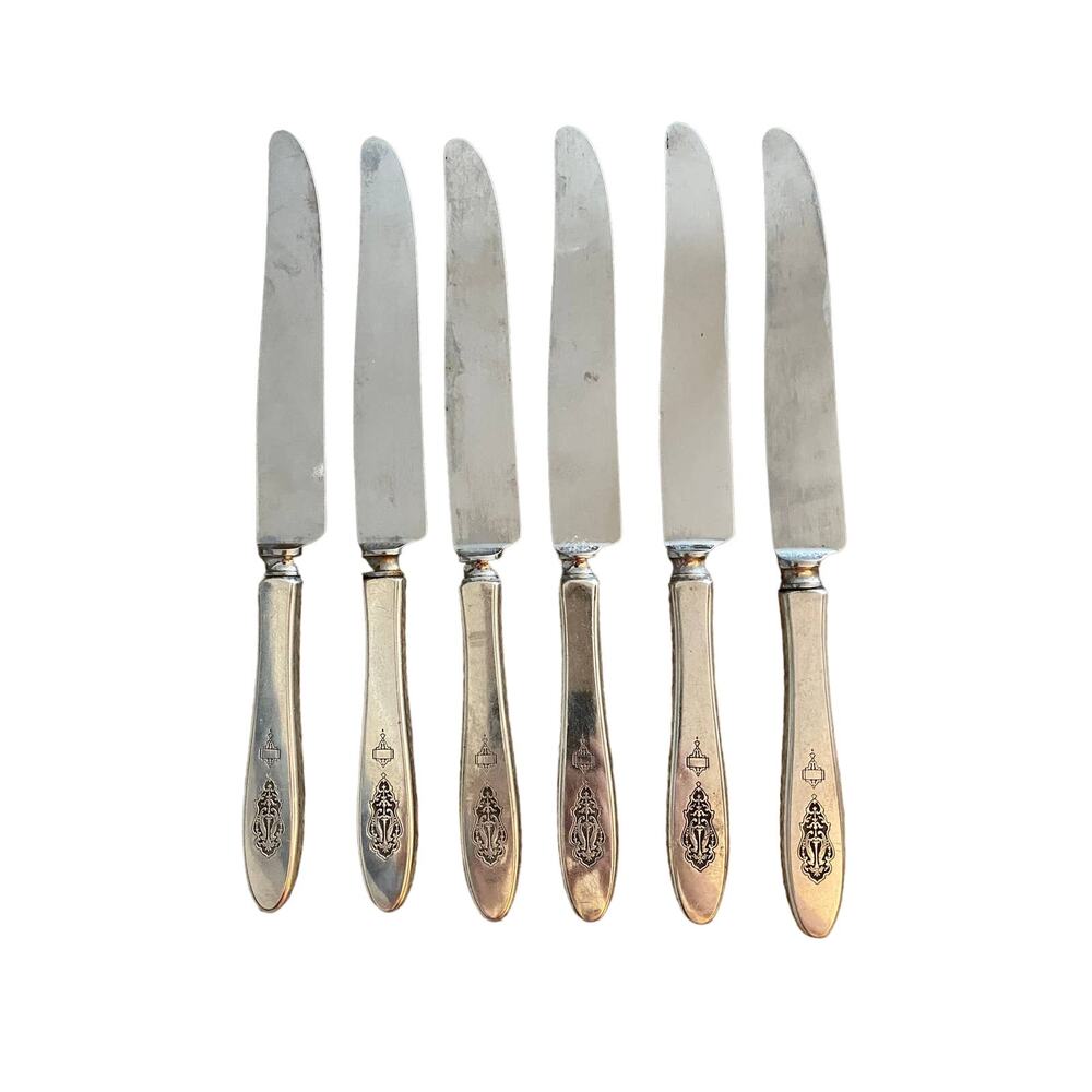 Antique Dinner Knives Bird of Paradise Oneida, 1923 Silverplate Deluxe Stainless